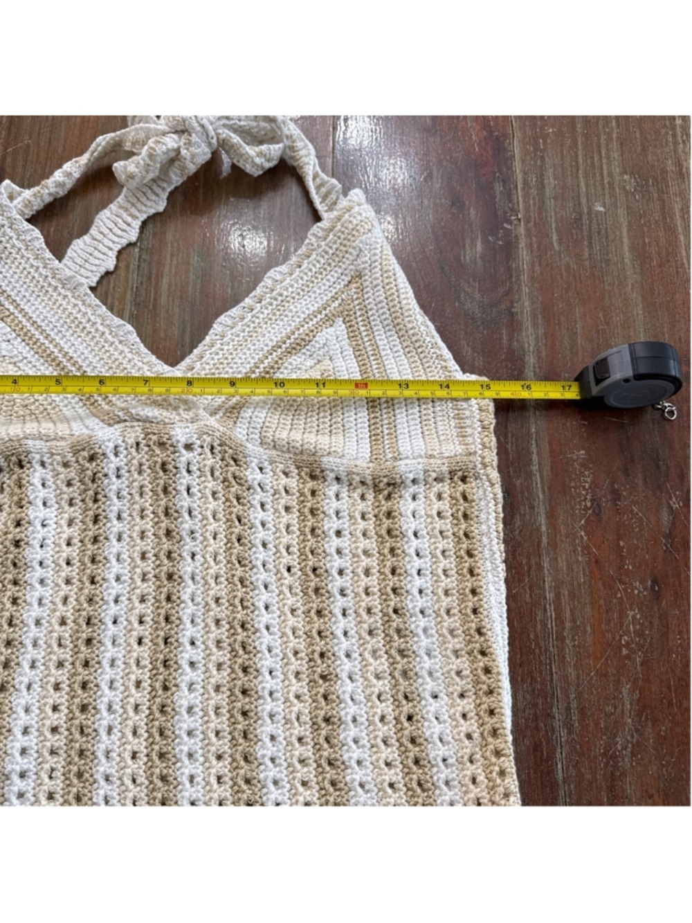 Kimchi Blue Crochet Halter Top Ivory Tan Large - Picture 6 of 8